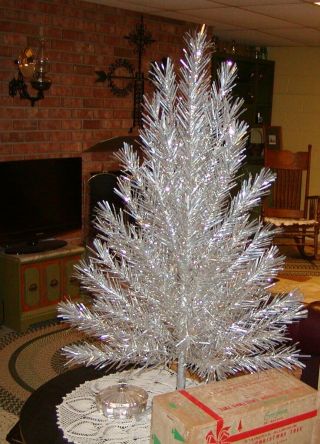 Vintage Evergleam Stainless Aluminum 4 Ft.  Christmas tree,  58 Branch.  Complete 2