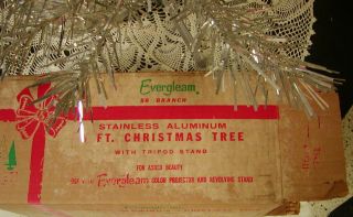 Vintage Evergleam Stainless Aluminum 4 Ft.  Christmas tree,  58 Branch.  Complete 6