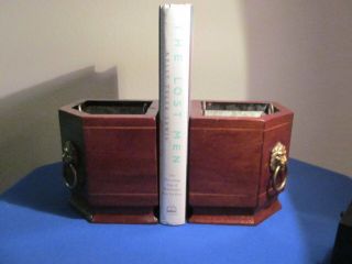VINTAGE PLANTER BOOKENDS WITH METAL LINERS LIONS HEAD 2