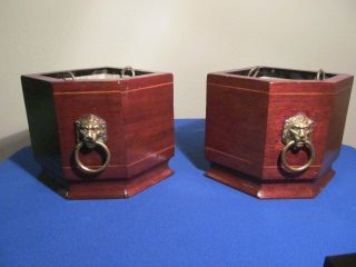 VINTAGE PLANTER BOOKENDS WITH METAL LINERS LIONS HEAD 3