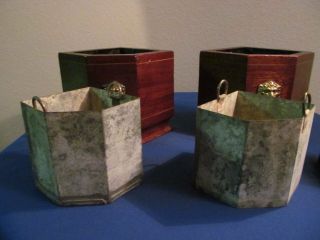 VINTAGE PLANTER BOOKENDS WITH METAL LINERS LIONS HEAD 6