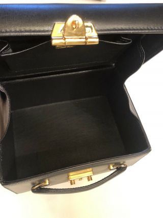 Authentic Vintage Mark Cross Black Grace Kelly Box Leather Bag Purse 12