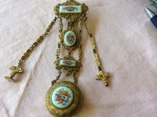 Rare And Wonderful Antique Victorian 19th C Pocket Watch Chatelaine Case