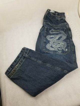 Vintage Jnco Jeans Wide Leg Large Snake Design Euc Goth Baggy Mens 34x32 Rare