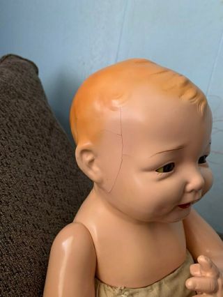Huge Chubby Antique 26  1920 ' s Life Size Effanbee Bent Leg Bubbles Baby doll 3
