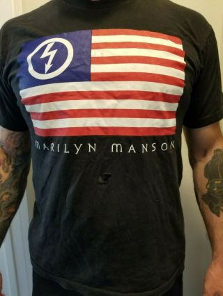 Vintage Marilyn Manson T - Shirt 1997 L American By Birth,  Antichrist By Choice