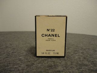 Vintage Chanel No 22 Parfum 7.  5ml - 1/4oz Box W/outer - Paris/new York
