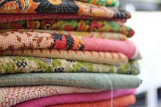 Kantha Quilt Indian Vintage Reversible Throw Handmade Blanket 2