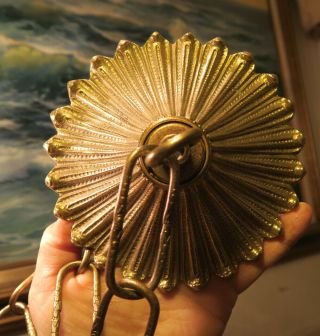 Antique Brass Bronze Sunburst Cap Canopy French Lamp Chandelier Part Vintage