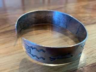 Vintage Sterling Silver Tribal Old Pawn Logs Turquoise Cuff Bracelet 20 grams 3