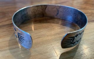 Vintage Sterling Silver Tribal Old Pawn Logs Turquoise Cuff Bracelet 20 grams 4