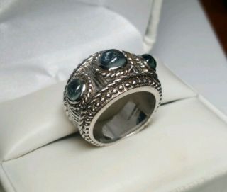 Gorgeous Judith Ripka Sterling Silver Blue Topaz Cabochon Ring Sz 6