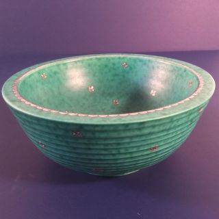 Gustavsberg Argenta Sweden Art Pottery Ribbed Bowl 1107 30 