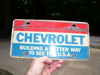 Gm Chevrolet Automobile Green Back Steel Promo Vintage License Plate