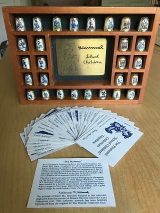 Vtg Hummel Thimbles School Children Set Of 28 With Display Box And Cards