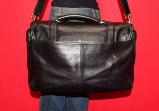 Vtg COACH THOMPSON Black Leather Messenger Laptop Briefcase Travel Tote Bag 6445 5