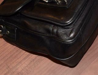 Vtg COACH THOMPSON Black Leather Messenger Laptop Briefcase Travel Tote Bag 6445 8