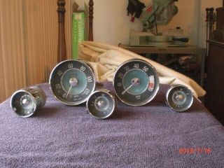 Complete Set Of Vintage Smiths Gauges Speedometer Tachometer Oil Temp And Clock