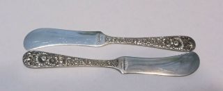 Kirk &sons Repousse 2 Butter Knifes Sterling Silver