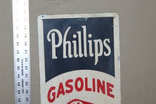 RARE VINTAGE PHILLIPS 66 GASOLINE MOTOR OIL PAINTED METAL SIGN AT YOUR SERVICE 2