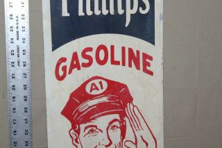 RARE VINTAGE PHILLIPS 66 GASOLINE MOTOR OIL PAINTED METAL SIGN AT YOUR SERVICE 3