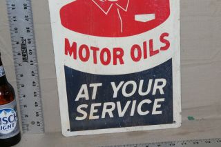 RARE VINTAGE PHILLIPS 66 GASOLINE MOTOR OIL PAINTED METAL SIGN AT YOUR SERVICE 5