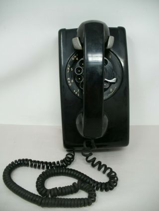 Vintage 1955 Western Electric A/b 356 Black Rotary Dial Wall Mount Telephone