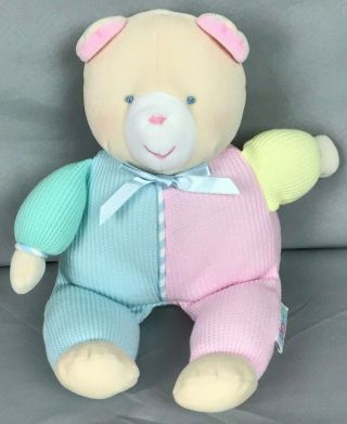 Eden Pastel Teddy Bear Thermal Waffle Weave Baby Plush Pink Blue Stuffed Animal