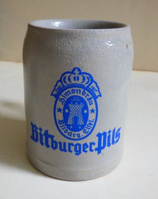 ° Rare Vintage Bitburger Pils SimonbrÄu 1940´s 0,  5 Liter Stoneware Beer Stein