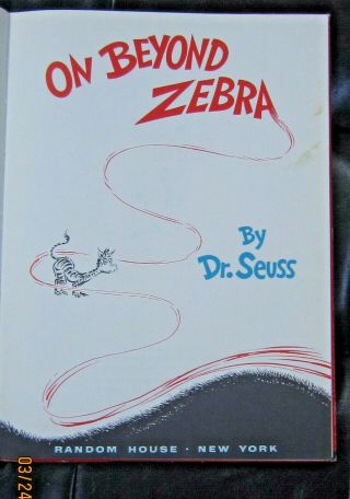 Vintage Dr.  Seuss On Beyond Zebra 1st Edition 1st Printing w/dj Cond 4