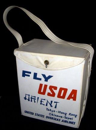 Vintage 1950s Us Overseas Airlines (usoa) Promo.  Flight Bag W/ Great Graphics