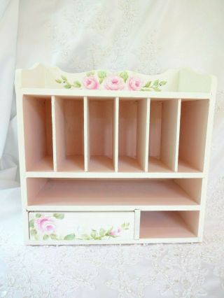 byDAS ROMANTIC PINK ROSE ORGANIZER hp hand painted chic shabby vintage cottage 3