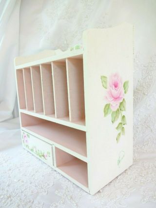 byDAS ROMANTIC PINK ROSE ORGANIZER hp hand painted chic shabby vintage cottage 4