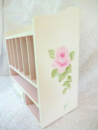 byDAS ROMANTIC PINK ROSE ORGANIZER hp hand painted chic shabby vintage cottage 5