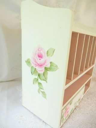 byDAS ROMANTIC PINK ROSE ORGANIZER hp hand painted chic shabby vintage cottage 7