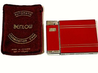 Rare Vintage " Benlow " Automatic Combination Lighter & Cigarette Case.  " Ex,  " Wrkg