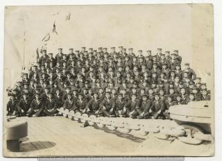 Wwii Japanese Photo: Navy Sailors On Battleship