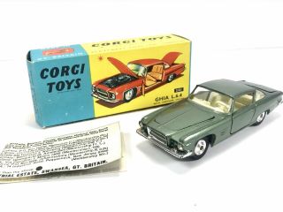 Vintage Corgi Toys 241 Ghia Chrysler Engine L.  6.  4 Green Die - Cast Model Car 1:43
