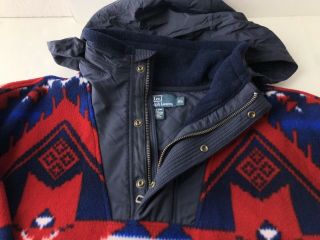 Vtg Polo Ralph Lauren Aztec Fleece 1/2 Zip Pullover Jacket Mens XL Indian 4