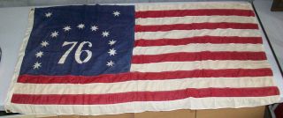 Vintage Usa 13 Star Cotton American Flag " 76 " Bulldog Bicentennial Bunting 3 