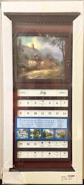 Nib Rare Thomas Kinkade Wooden Perpetual Wall Calendar Vintage - Still