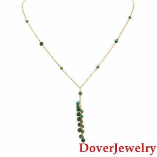 Estate Turquoise 14k Yellow Gold Beaded Pendant Chain Necklace Nr