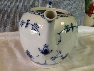 Vintage Royal Copenhagen Blue Fluted Half Lace 4 - cup Teapot 611 GORGEOUS 12