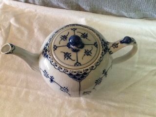 Vintage Royal Copenhagen Blue Fluted Half Lace 4 - cup Teapot 611 GORGEOUS 2