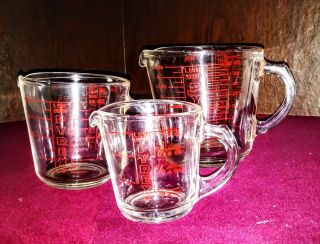 Vintage Pyrex Measuring Cups Set Of 3 D Handle (no Metric) Items 508,  516,  532