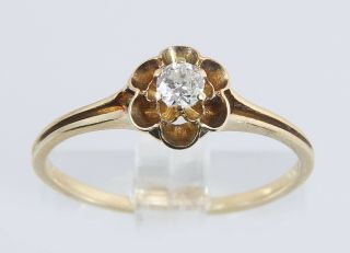 Antique Victorian Diamond Engagement Wedding Ring.  10ct Diamond 14kt Yellow Gold