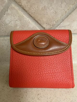 Vintage Dooney & Bourke Wallet Red Coin Purse Pebbled Leather Kiss Lock