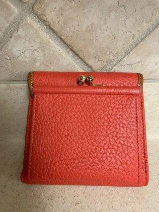 Vintage Dooney & Bourke Wallet Red Coin Purse Pebbled Leather Kiss Lock 2