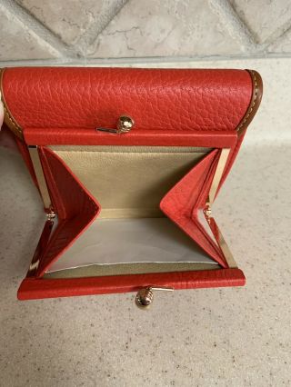 Vintage Dooney & Bourke Wallet Red Coin Purse Pebbled Leather Kiss Lock 3