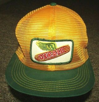Dekalb Seed Corn All Mesh Snap - Back Trucker Hat Vintage K - Brand Hat U.  S.  A.